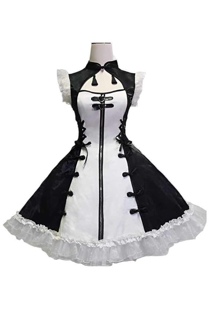 Dark Punk Black White China Stile Dress Suit