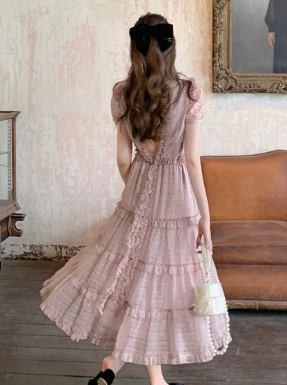 [Reservations] Dusty Pink Ruffle Top + Pink Tender Cake Long Skirt