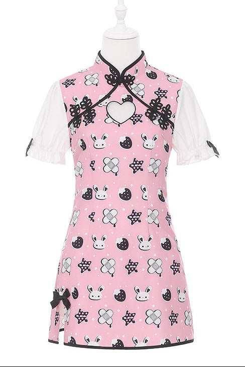 Bobo Bear Gun Print Cheongsam Dress