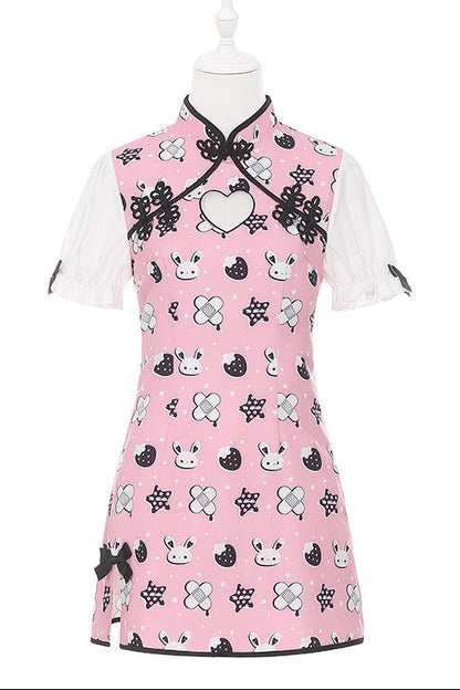 Bobo Bear Gun Print Cheongsam Dress