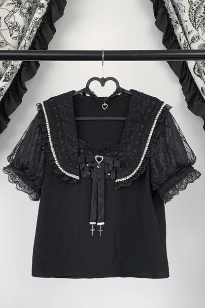 [Pre-Order] Lace Sailor Collar Jirai Kei Blouse