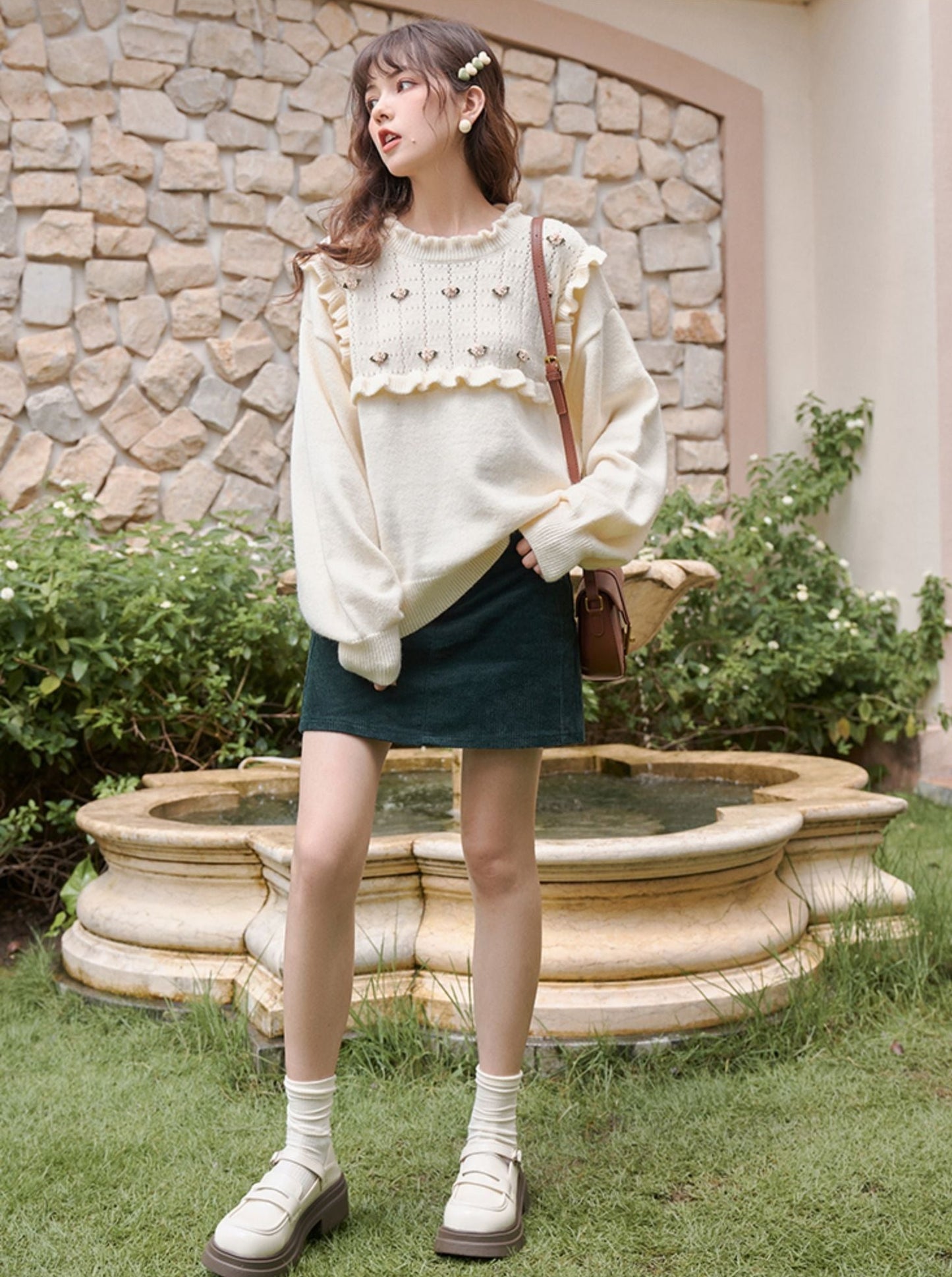 Retro Flower Milky Knit