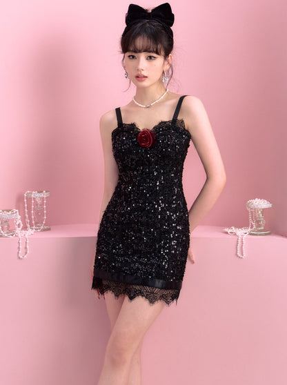 Dark Night Red Rose Dress