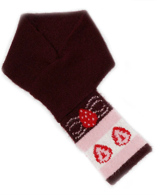 Strawberry Jacquard Knit Scarf