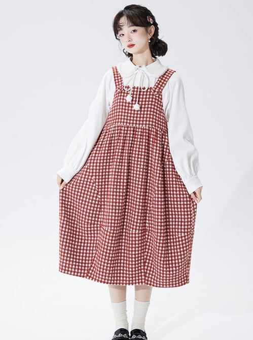 Red Check Mid Length Sass Dress