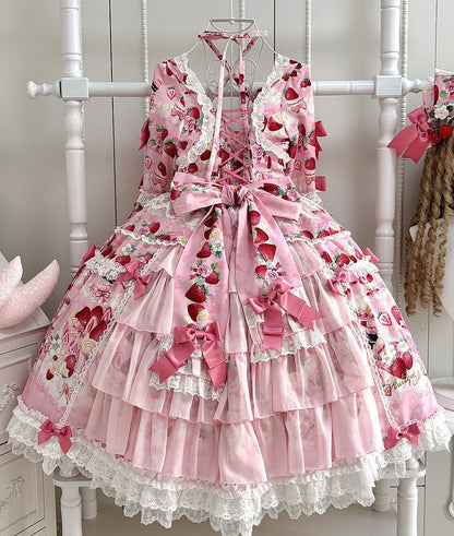 【2月27日予約締切】ストロベリーアンティークドールドレス＋フルセット＋ボンネット＋カチューシャ