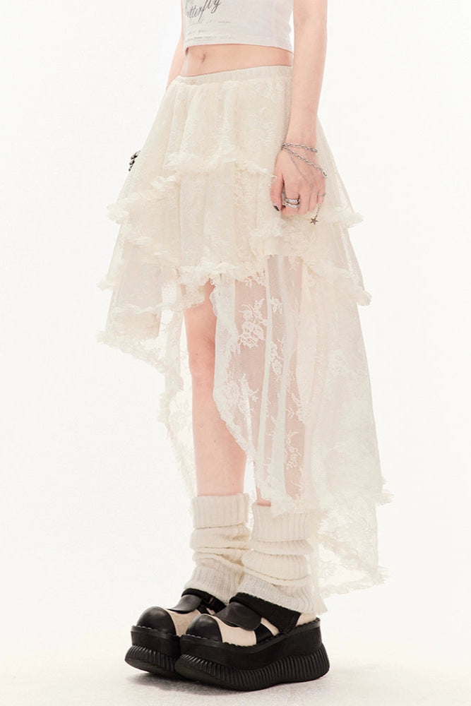 Sweet Irregular Hem Midi Skirt