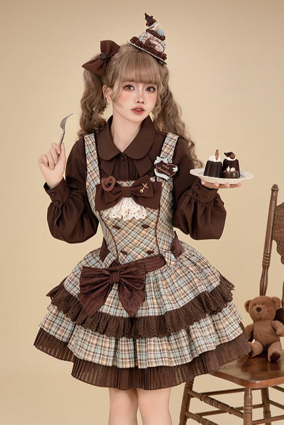 [September 16 Reservation Deadline] Afternoon Tea Sweet Chocolate Check Dress Suit