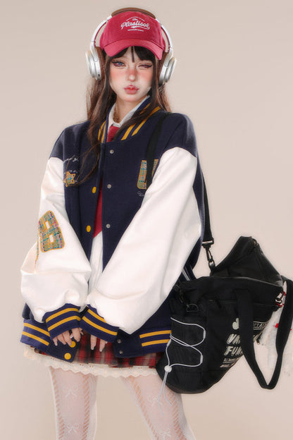 Over -size baseball club jacket