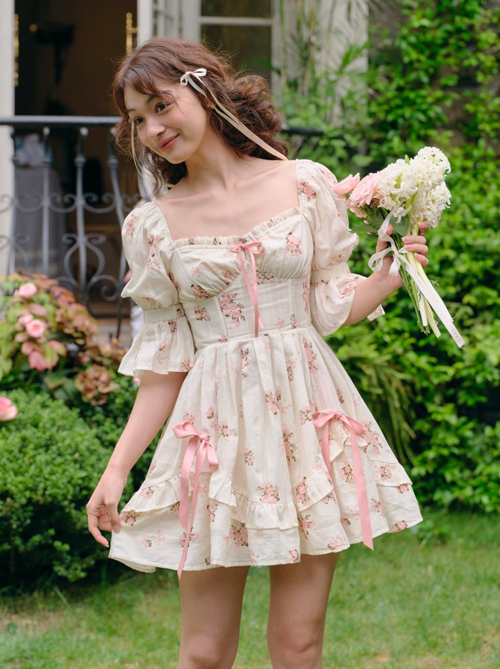 Sweet Girly Ribbon Flower Dress