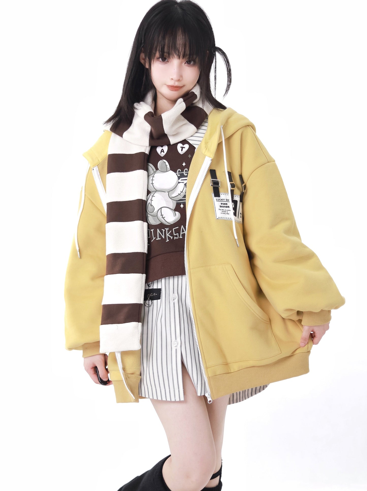 Cheese Chestnut Beige Style Layered New Tral Sweatshirt Pants Jacket Design Set