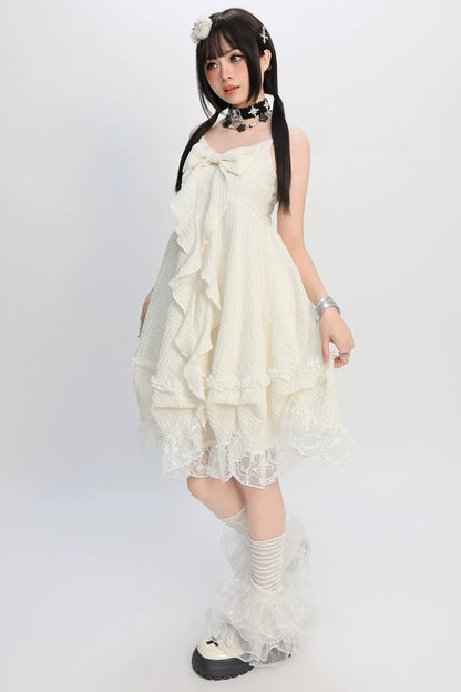 ガーリーアジアンビッグリボンスリップドレス