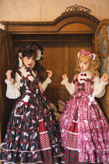 [Pre-order Deadline: January 31] Forest Berry Rabbit Series Lace Stand Collar Ribbon Shirt