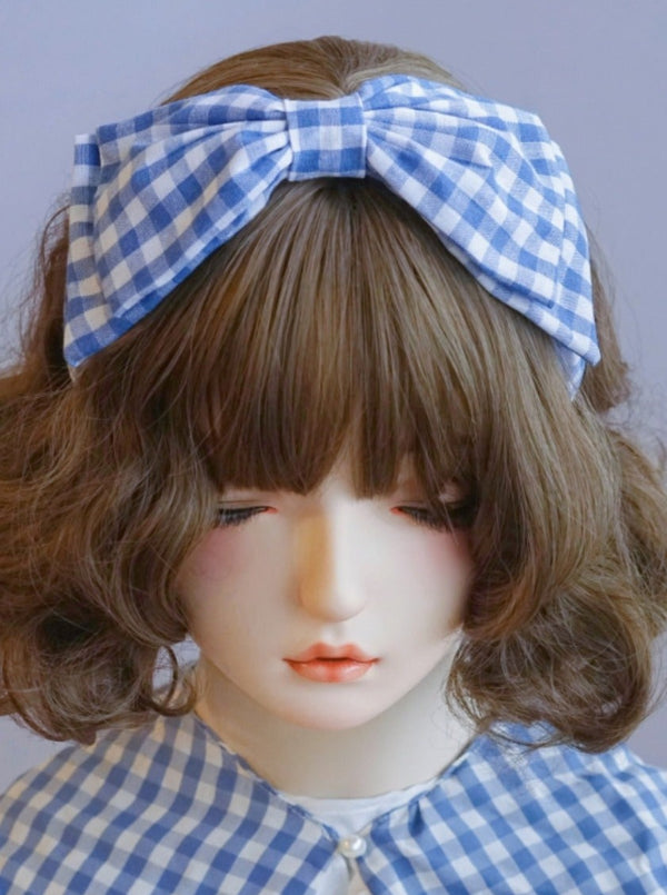 Blue Check Big Ribbon Bandage