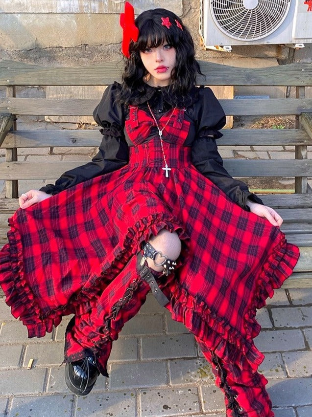 Scarlet JSK】withpuji original design Abi style punk lolita irregular skirt spring model