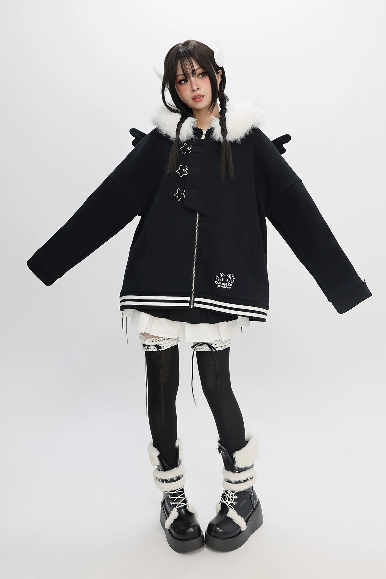 スケルトンウィングフードパーカー