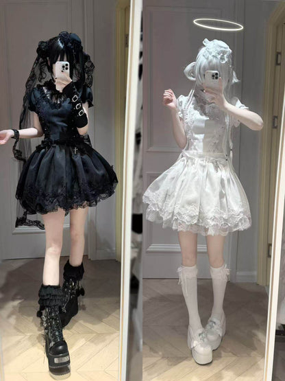 Gothic Doll Dress Adorned with Crosses
