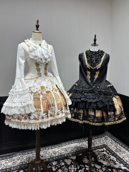 【9月28日予約締切】Gothic Lolita Stained Glass Lace Ruffle Corset JSK Dress