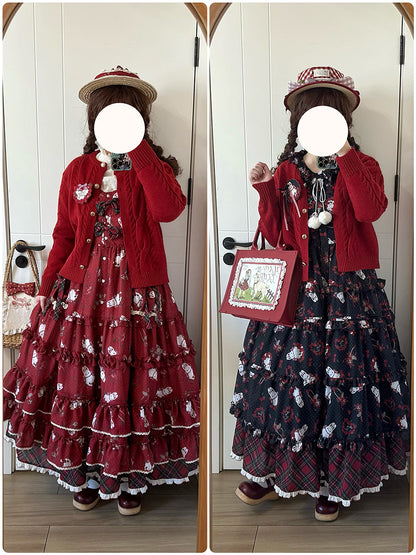 [Pre-order Deadline: January 31] Forest Berry Rabbit Series Daily Puff Sleeve Dress