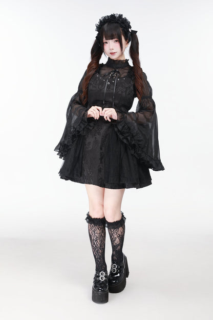 地雷バードサスペンダードレス＋シアースリーブトップス