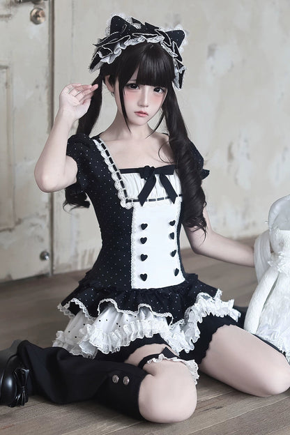 [Pre-order Deadline: June 29] Vintage Black x White Polka Dot Series Accessories (Cat Ear Headband, Leg Warmers, Cat Ear Leg Ring)