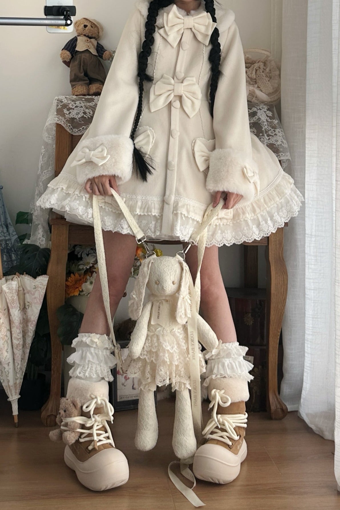 【予約商品】スイートアンドキュートファーケープリボンコート