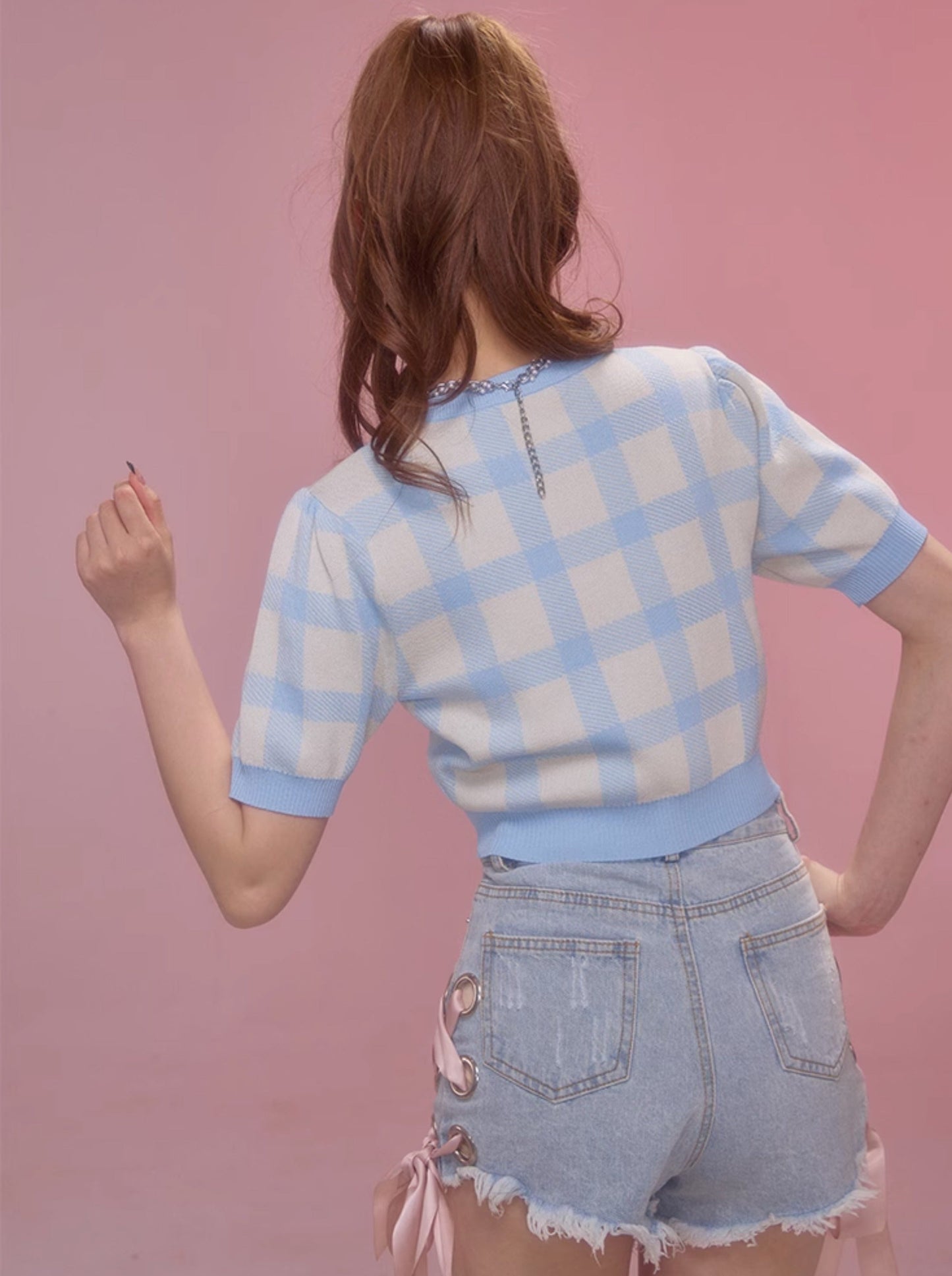 Gingham Check American Short Tops