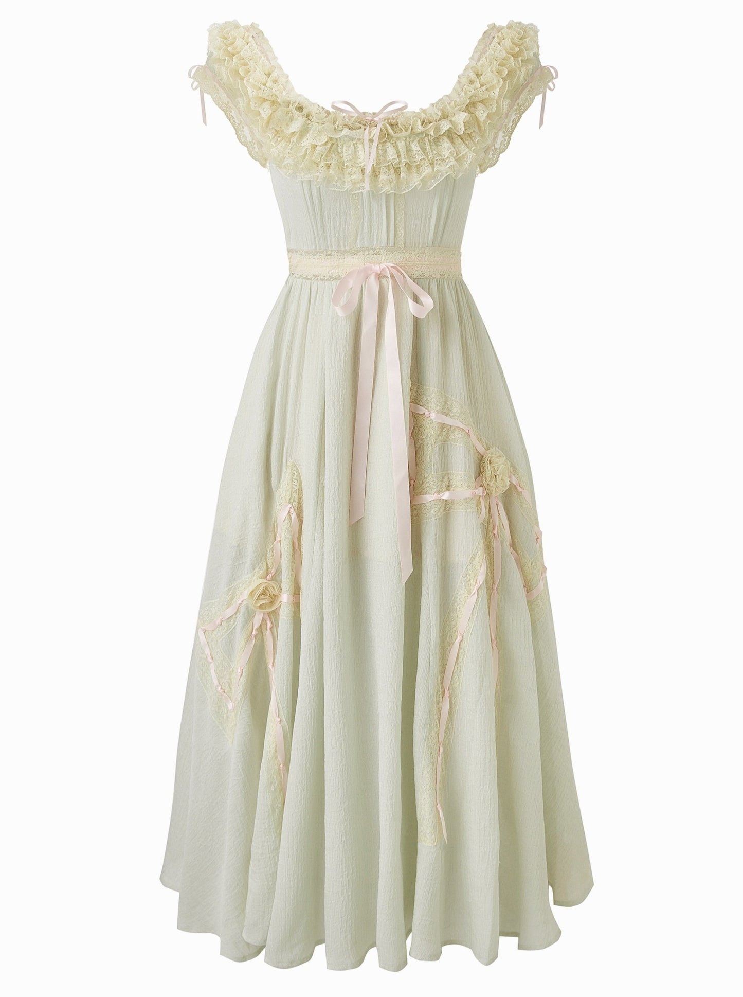 Green Kite French One Shoulder Lace Dress