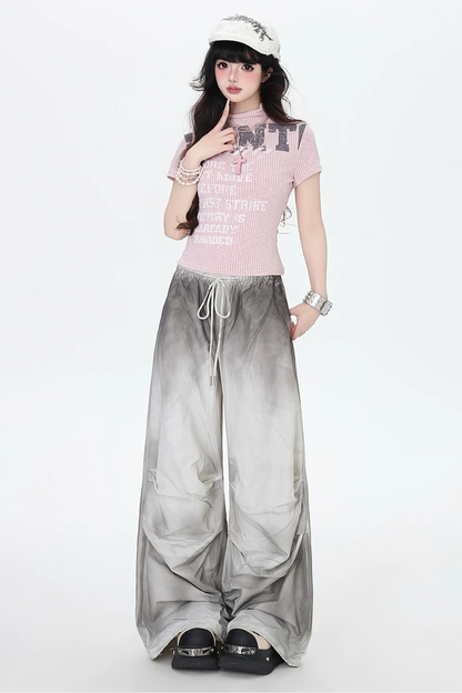 シルバーグレーグラデーションルーズパンツ