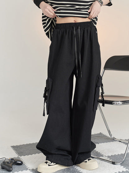 Solid color straight loose casual pants