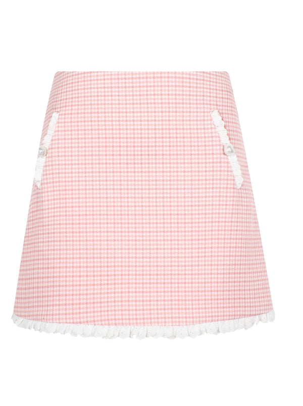 Pink Check Jacket + Ruffled Skirt