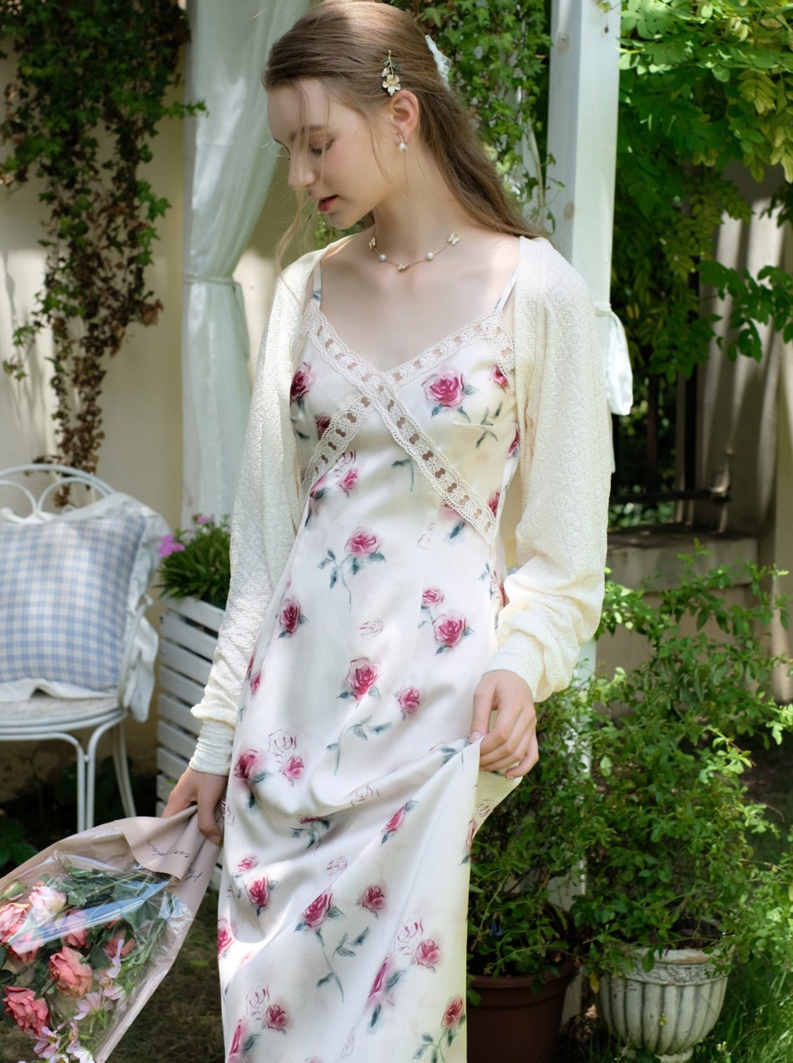 Sweet Pure White Flower Camisole Dress