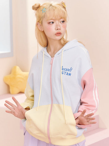 Pastel colorful food zip hoodie