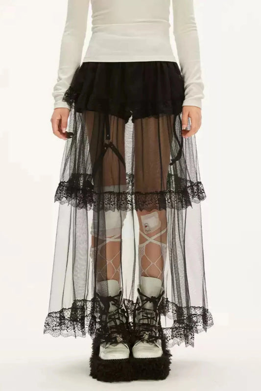 Black layered race plus skirt