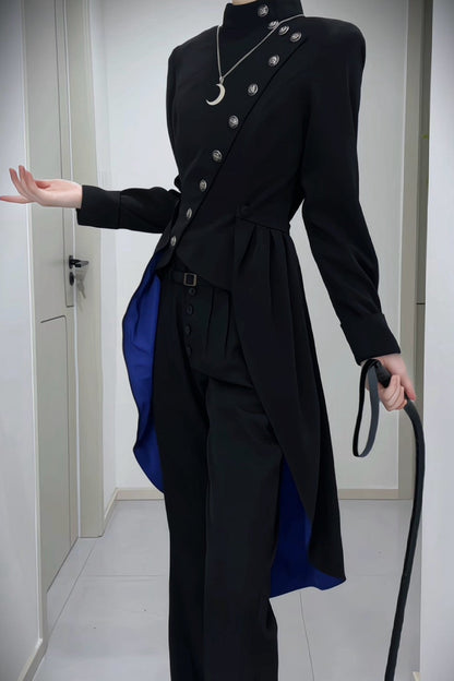 【9月28日予約締切】Gothic Prince Stand Collar Asymmetric Coat Jacket With Train