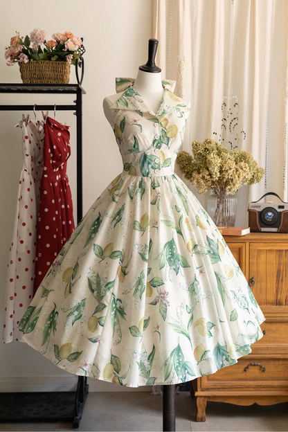 Retro Elegant Halter Neck French Flare Dress