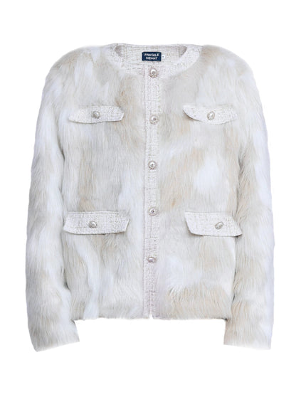 Milky Marble Fur Over Snow Jacket