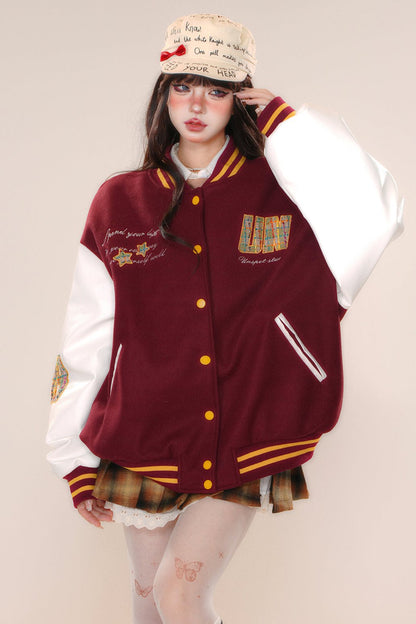 Over -size baseball club jacket