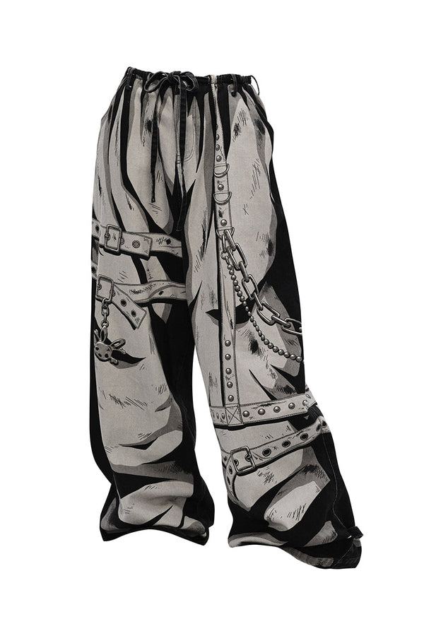Hand 3D design painted loose pants