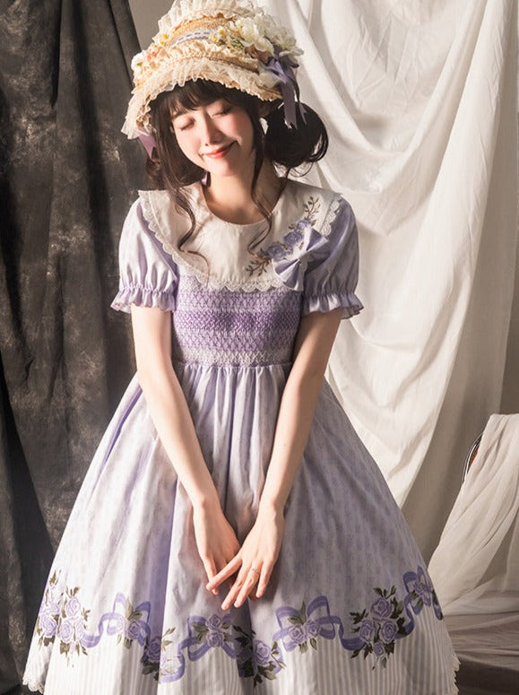 Elegant Retro Girl Flower Lolita Dress