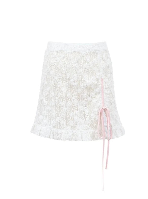 Lace Sweet Side Ribbon Skirt