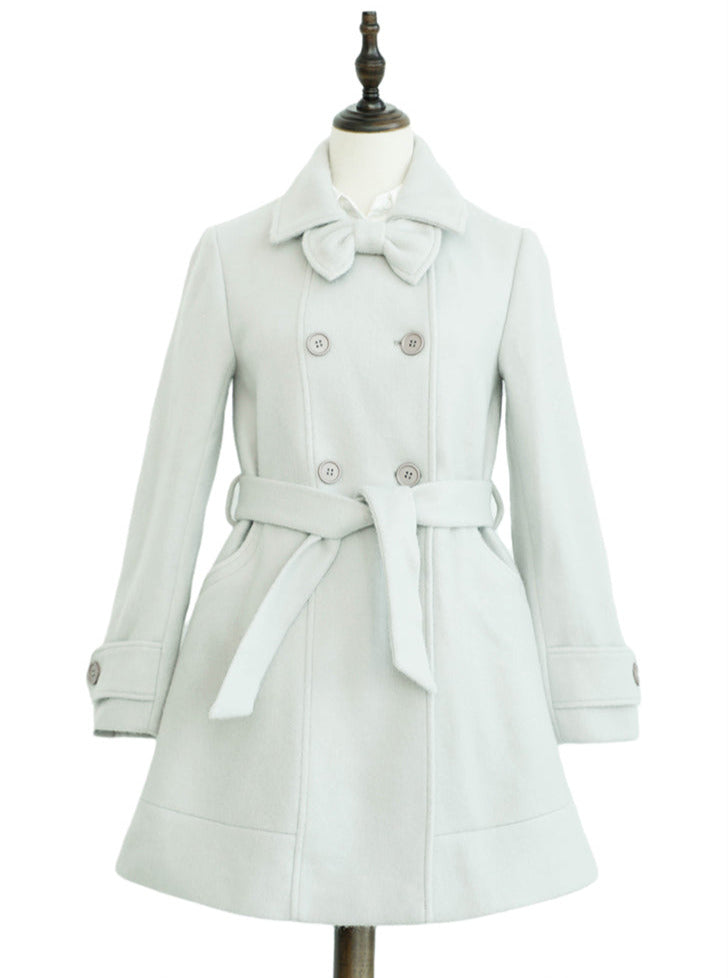 Ribbon Double-Breasted Wool Coat