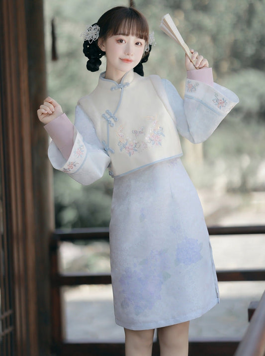 Pastel Chinese Dress + Chinese Vest