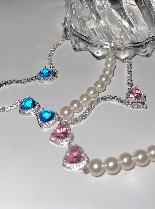 Pearl diamond chain necklace