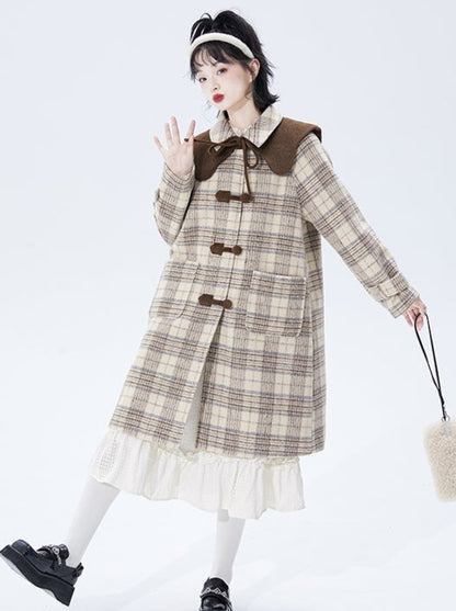 Check mid-length high end wool coat