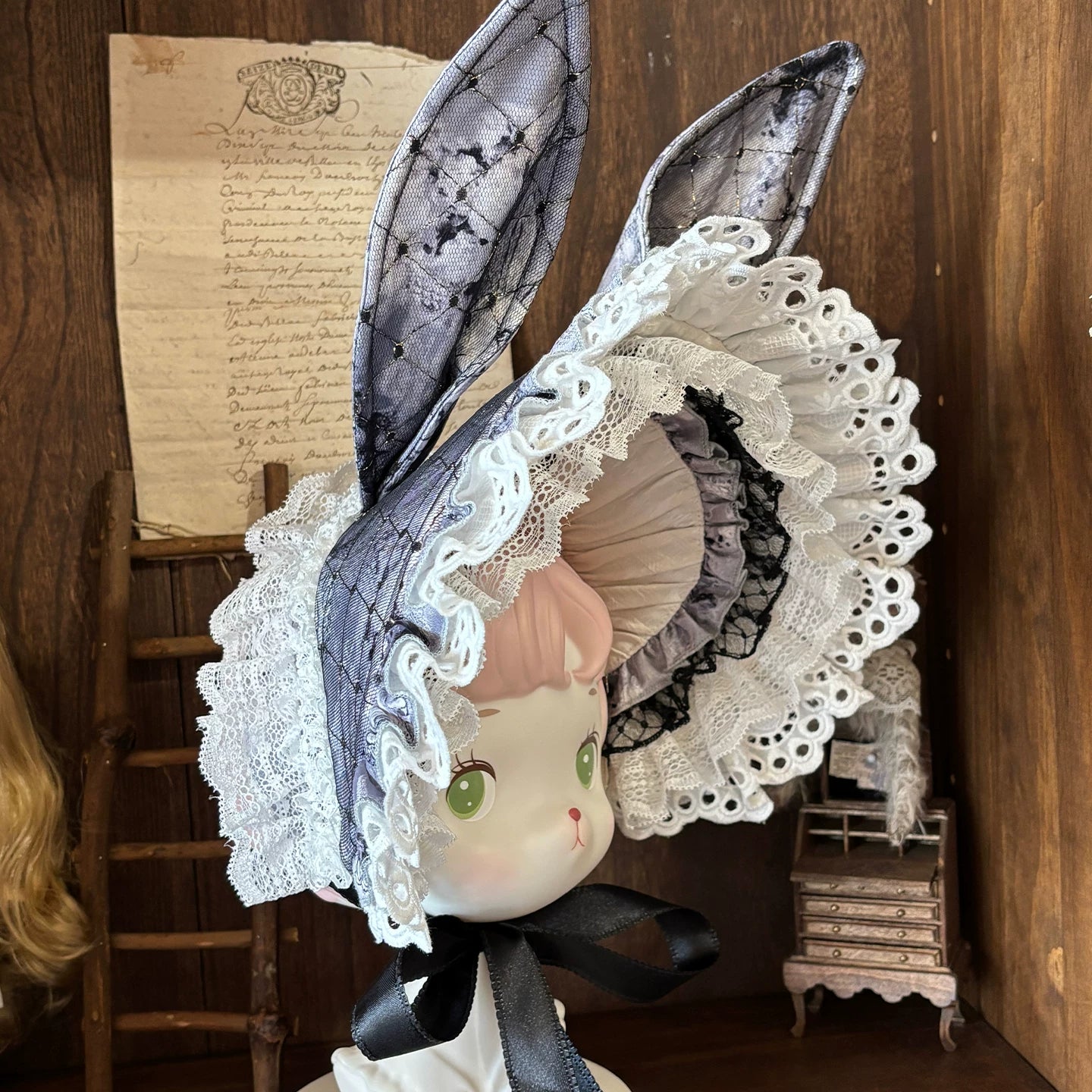 [Vorbestellschluss: 10/6] Accessoires der Castle-Bunny-Serie in Rosa/Schwarz [Hasenohren-Häubchen/Choker/Schleppe/transparente Ärmel (abnehmbare Ärmel)/Brosche/bedruckte Glockenärmel (abnehmbare Ärmel)]