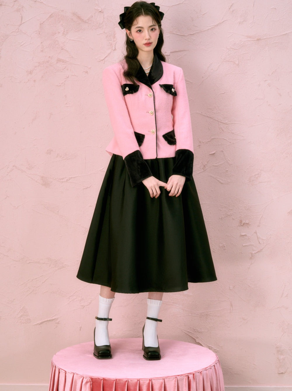 Pink Black Contrast Jacket