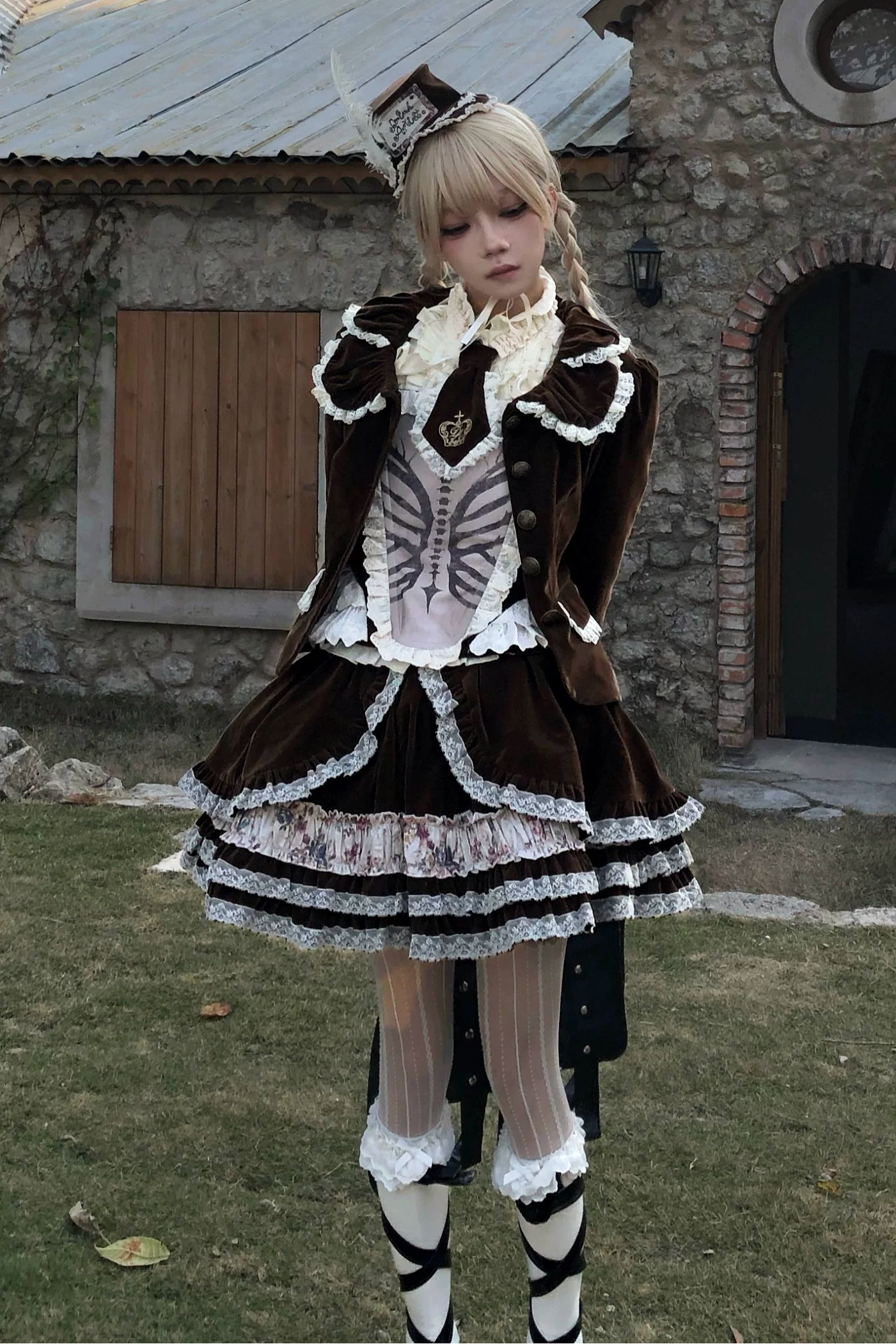 빈티지 벨벳 레이스 블레이저