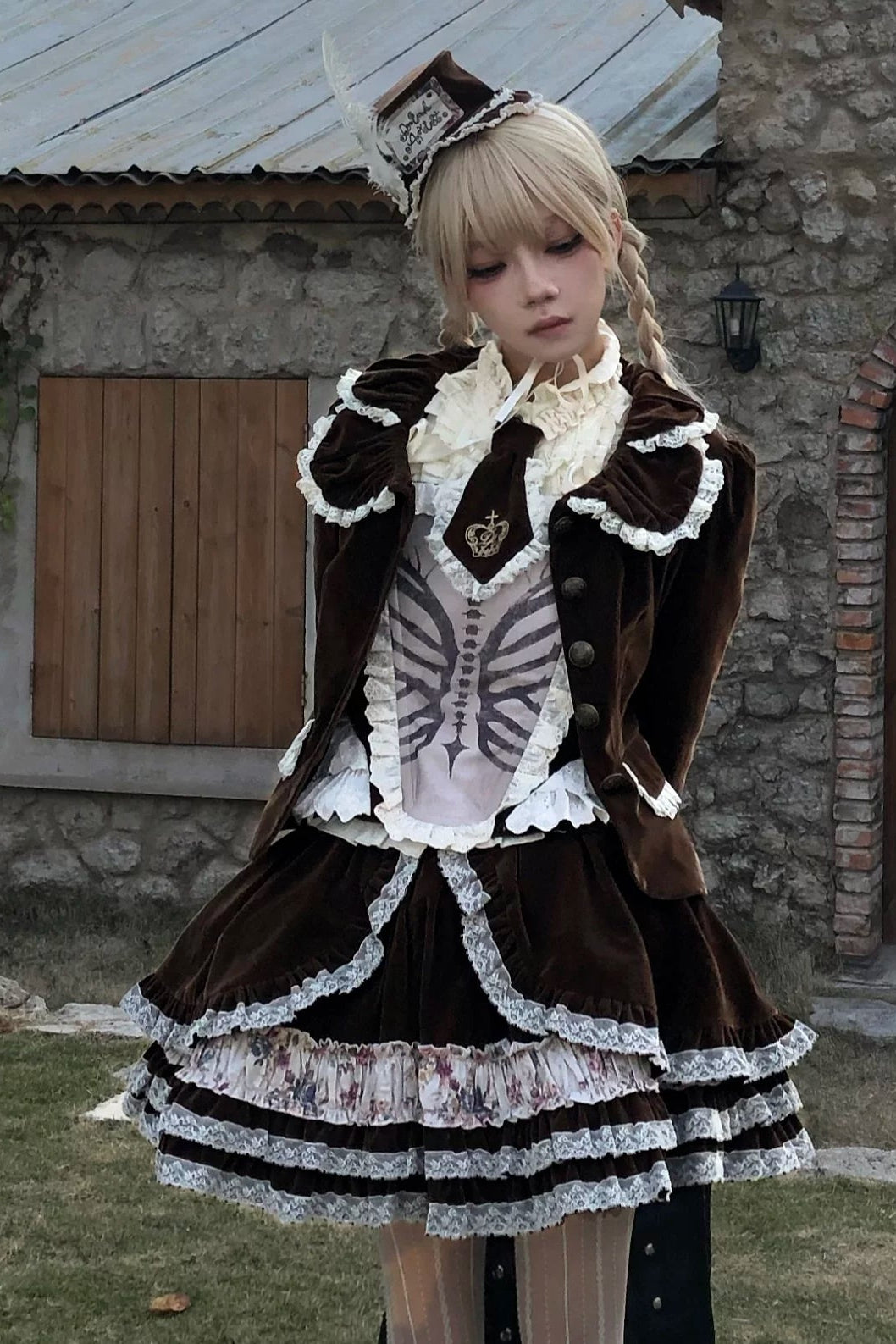 빈티지 벨벳 레이스 블레이저