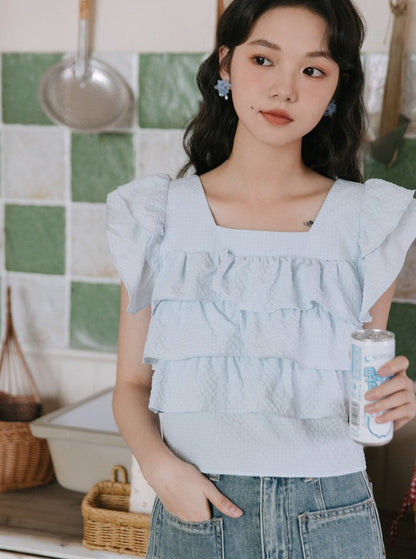 French Suite Frill Short Shirt